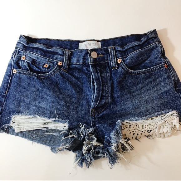 Free People | Daisy Inset Denim Cutoff Shorts - Picture 3 of 7